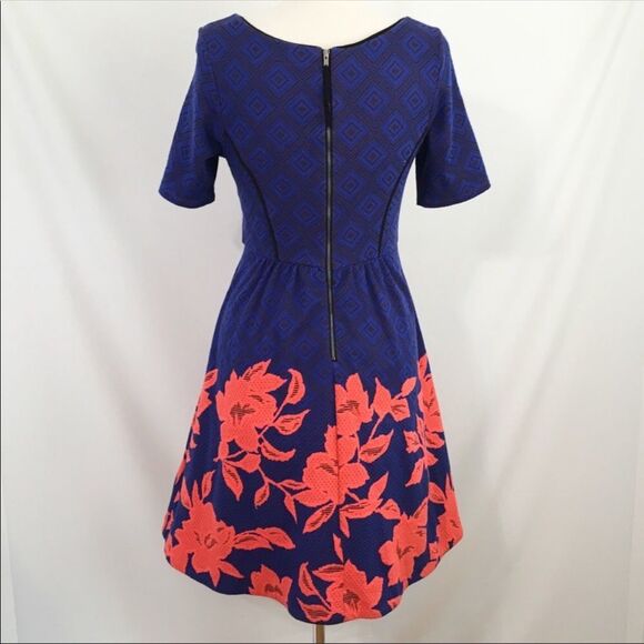 HD in Paris Anthropologie Blue, Coral, Black Dress With Pockets - Picture 4 of 7